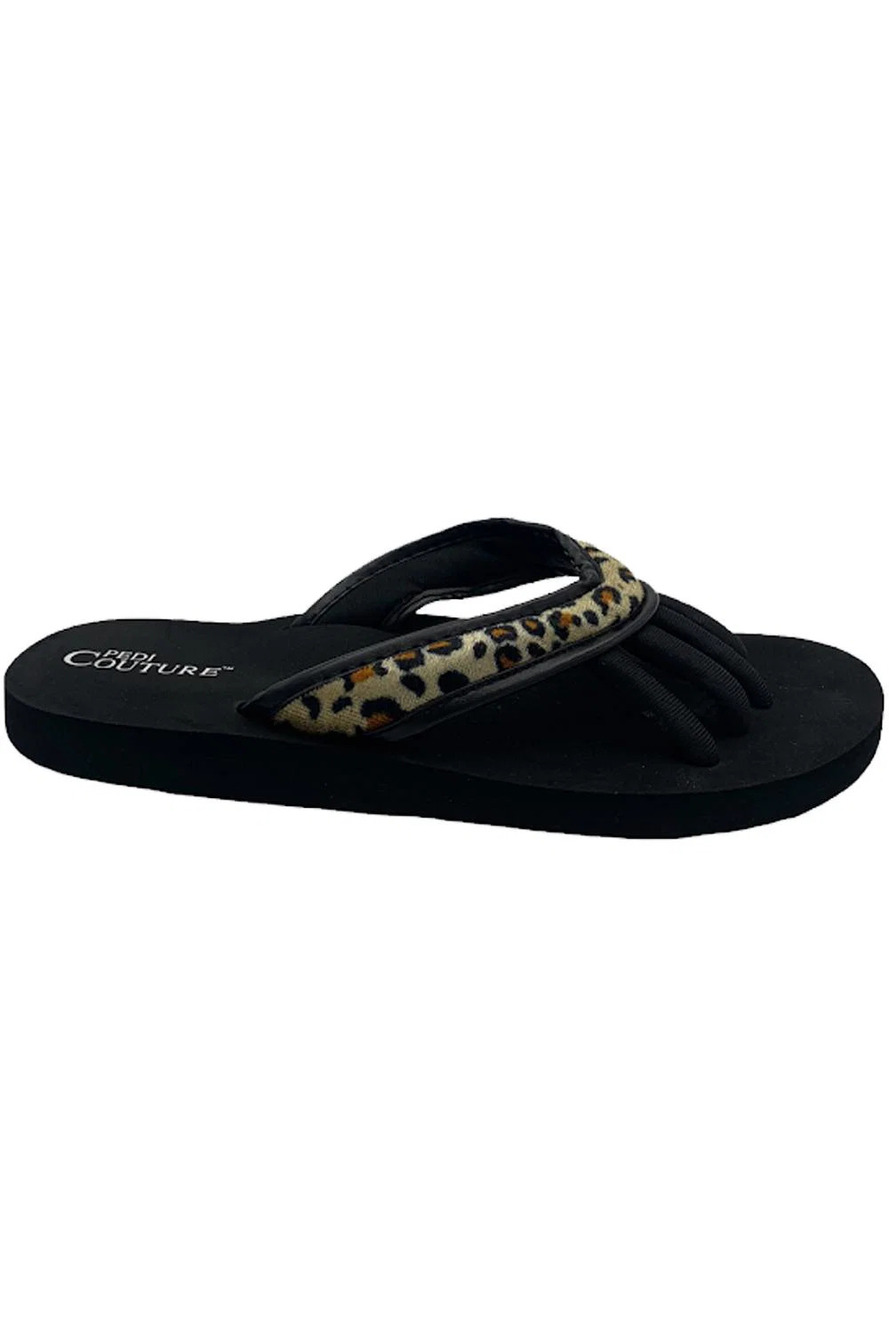 Pedi Couture On-the-Go Pedicure Sandal Black/Leopard - Medium